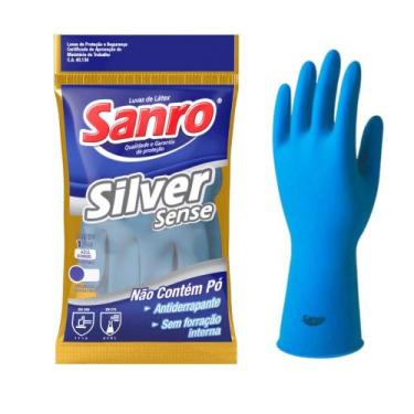 Imagem de Luva Emborrachada M Azul Silver Sense - Sanro