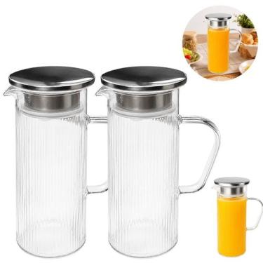 Imagem de 2 Jarras Vidro Canelado 1,3L Com Tampa Mesa Posta Luxo - New Goods