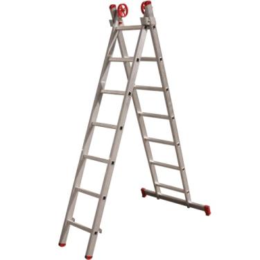 Imagem de BTF, Escada Extensiva de Alumínio Profissional Barra Estabilizadora, Carga Máxima 150 kg, 7x2 Degraus