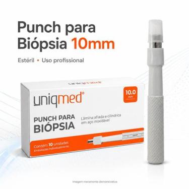 Imagem de Kit 10 Punch Dermatológico Biópsia Estéril 10mm Uniqmed, 10mm