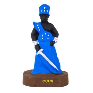 Imagem de Escultura Orixa Ogum Azul 10 cm em Resina - Lua Mística - 100% Origina