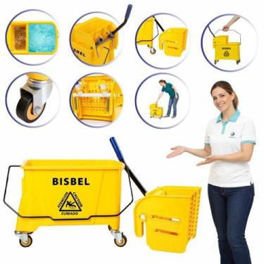 Imagem de Carrinho de Limpeza Profissional Completo Para Mop Balde 20 Litros Rod