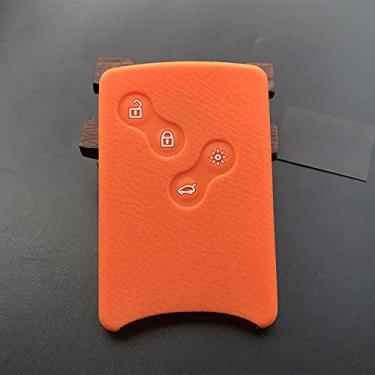 Imagem de YJADHU Capa de capa de chave de borracha de silicone para carro Shell 4 botões, adequado para Renault Clio Logan Megane 2 3 Koleos Scenic Card, laranja