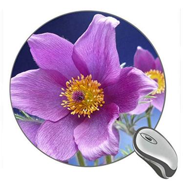 Imagem de Mouse pad de borracha para jogos roxo anêmona floral macro redondo