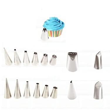 Imagem de Kit Confeiteiro 16 Bicos Para Confeitar Inoxidável Grande