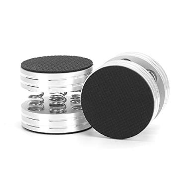 Imagem de Zyyini Espigões de alto-falante de mola, 4 peças de alumínio para isolamento de alto-falante, pés de amortecimento de som para alto-falante/amplificador/leitor de CD DVD/gravador de toca-discos (prata)