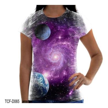 Imagem de Camiseta Baby Look Galaxia Universo Planeta Terra Nebulosa - Estilo Kr