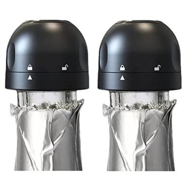 Imagem de Kit 2 Rolhas Para Garrafa De Vinho Champagne Tampa com Trava Reutilizável Top Chef