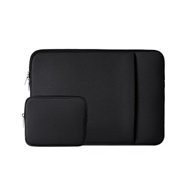 Imagem de Capa para laptop RAINYEAR bolsa de transporte macia com bolso frontal e bolsa de acessórios, compatível com MacBook Notebook Chromebook, Preto, 11"-11.6"