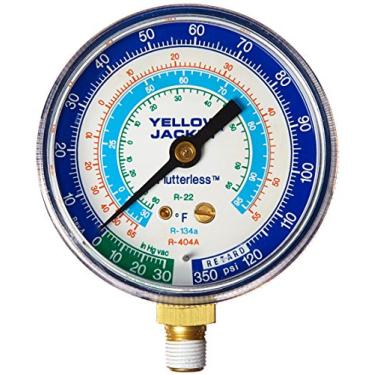 Imagem de Yellow Jacket Medidor composto coletor classe B 49016, 30" HG a 120 PSI, conexão MNPT de 1/8", mostrador de 2-1/2", 3-2-3%, azul