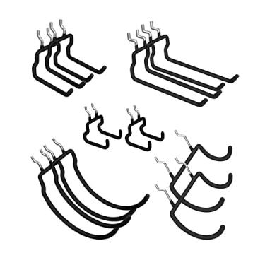 Imagem de 10PCS Pegboard Set Hooks Hangers Heavy Duty Pegboard Hanger Hooks for 1/4" Peg Board for Organizing Various Tools, Black