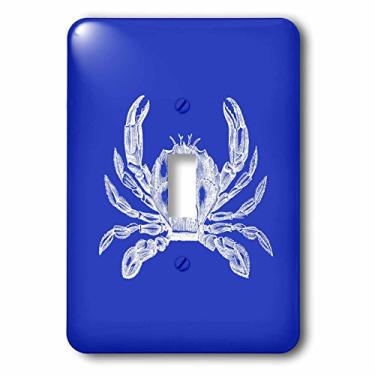 Imagem de 3dRose lsp_164896_1 Caranguejo branco em azul marinho marinho praia marítima mar e areia criaturas tampa interruptor de luz