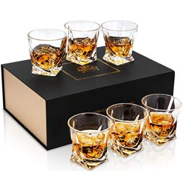 Imagem de KANARS Copo de uísque de cristal - Conjunto de 6 copos de pedras de 290 ml em caixa de luxo - Copos de bar Lowball para coquetel escocês Whisky irlandês conhaque rum - presentes para homens pai