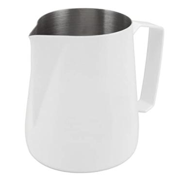 Imagem de Copo de Jarro de Leite, Bico de águia Profissional 450ml Design de Uma Peça Copo de Espuma de Leite Padrão Elegante para Cafeteria (Branco)