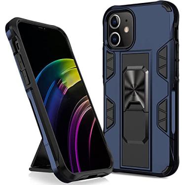 Imagem de RAYESS Capa para iPhone 13/13 Mini/13 Pro/13 Pro Max, capa protetora de telefone à prova de choque de grau militar com anel de metal suporte magnético suporte (cor: azul, tamanho: 13 mini 5,4 polegadas)