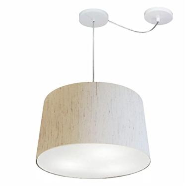 Imagem de Lustre Pendente com Desvio de Centro Cúpula 30/40x45 cm, Vivare Iluminação, Pendente4277 LLA, Linho Bege, Médio