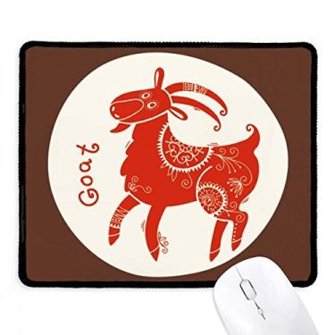Imagem de Mousepad Year of Sheep Animal China Zodíaco Vermelho Borda costurada Tapete Borracha Gaming Pad