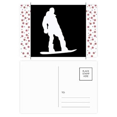 Imagem de Skateboarding Sport Black Outline Pattern Christmas Christmas Flower Celebration Cartão Postal Blessing Mailing Card
