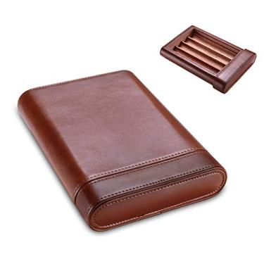 Imagem de Cedar forrado para viagem, umidificador portátil de couro para charuto, caixas de armazenamento para trabalho, casamento, aniversário, negócios, presentes