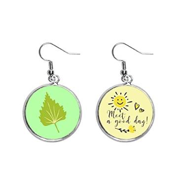 Imagem de Brinco de flor de sol com desenho de folhas de álamo Art Deco, presente moderno