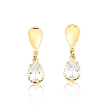 Imagem de Brinco Drop Crystal Revestido Em Ouro