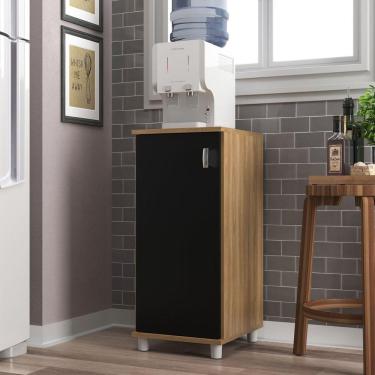 Imagem de Armário Multiuso Filtro De Água 1 Porta Toulon Móveis Sul Nogal Manchester/Preto