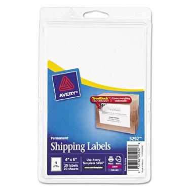 Imagem de AVERY Etiquetas De Remessa 5292, Laser/Jato De Tinta, 4" X 6 ", 20 Etiquetas/Pacote, Branco