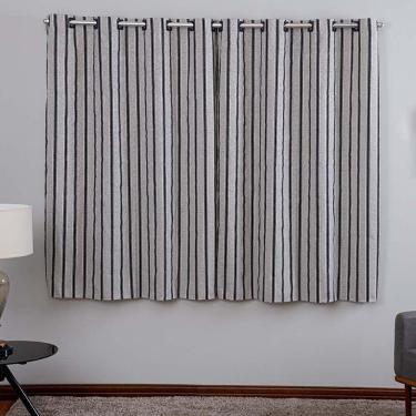Imagem de Cortina Ipanema Jacquard Estampado 2,00x1,70m Para Sala Quarto Varão 2m - Listra Preto