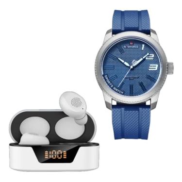 Imagem de Relógio esportivo analógico NAVIFORCE NF9202T + Fones de ouvido RUSAM BL31, com 90 dias de garantia de fabricação, Combo T&T ELECTROTECH 052.