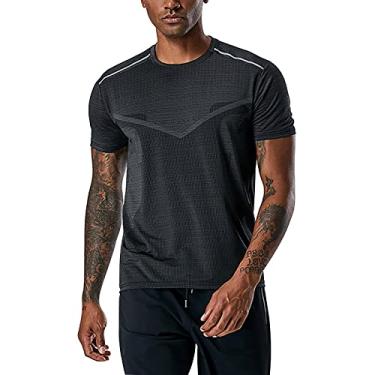 Imagem de Camiseta masculina de ginástica com espuma OEM estampada camiseta regata esportiva moda elasticidade fitness roupas esportivas camisetas de algodão, Cinza, 4G