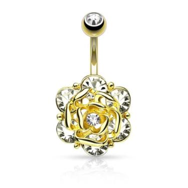 Imagem de Anel de umbigo de diamante aço cirúrgico CZ barra rosa piercing de barriga joia retentor corporal 14G (1,6 mm) 10 mm, Metal, Zircônia cúbica