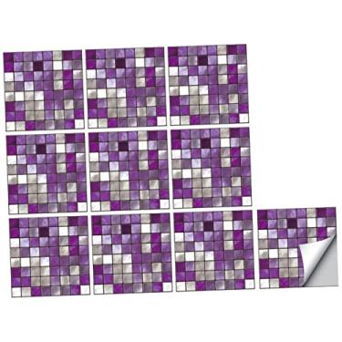 Imagem de KITANDOVE 10 Peças Adesivos De Azulejos Simulados Adesivos À Prova D'Água Decoração De Piso Mancha De Vidro Adesivo À Prova D'Água Mosaico De Azulejos De Cozinha Tijolo Adesivo De Cozinha