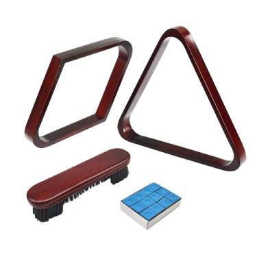 Imagem de MoyanSuper Rack triangular de bola de bilhar de madeira maciça, rack de diamante, suporte de bola de mesa de bilhar, rack de bola de sinuca de 6,5 cm (triângulo bordô e rack de diamante)