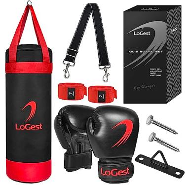 Imagem de LoGest Saco de pancadas para crianças - adequado para sacos de pancada para crianças de 3 a 8 anos de idade - luvas de boxe e envoltórios de mão incluídos - Saco de pancada de muay thai karatê para