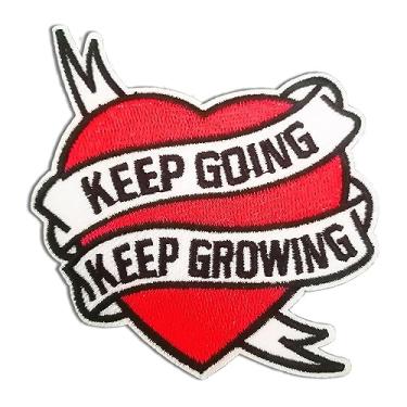 Imagem de CHBROS "Keep Going" Love Heart Patches, apliques bordados, costurar ou passar a ferro em roupas, jaquetas, camisetas, mochilas..