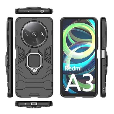 Imagem de Kukoufey Capa compatível com Xiaomi Redmi A3, suporte magnético para carro compatível com Xiaomi Redmi A3 23129RN51X, capa preta