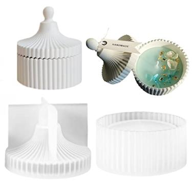 Imagem de TOPYS Moldes de silicone para jarro de vela, listra circular, caixa de joias, molde para fazer gesso epóxi UV, caixa de armazenamento de concreto, decoração de casa, vaso de flores de concreto