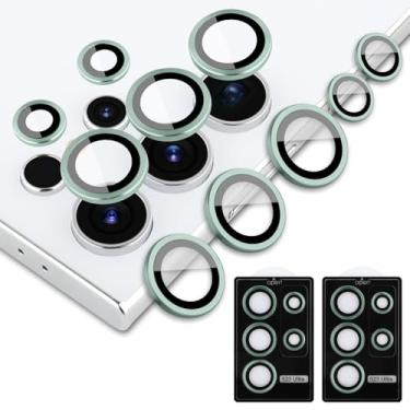 Imagem de aidvaia Yueno Protetor de lente de câmera verde compatível com Samsung Galaxy S23 Ultra, anel de liga de alumínio, protetor de lente de vidro temperado anti-arranhões capa decorativa para câmera