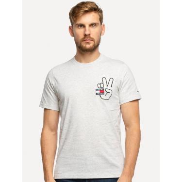 Imagem de Camiseta Tommy Jeans Masculina Peace Badge Graphic Cinza Mescla-Masculino
