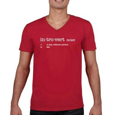 Imagem de Camiseta Introvert Definition Gola V Funny Anti-Social Humor People Suck Stay at Home Anti Social Club Sarcástica, Vermelho, P