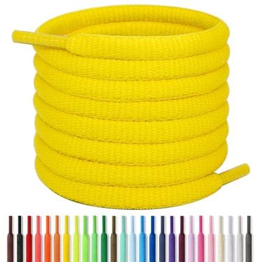 Imagem de Handshop Cadarços atléticos ovais de 1/4" 60-182 cm em 22 cores meio redondas, Amarelo, 45.3 inch (115cm)