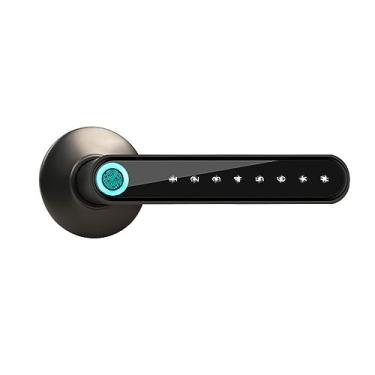 Imagem de Fechadura inteligente eletrônica de modo duplo USB recarregável com impressão digital Fechadura biométrica de segurança para apartamento (cor: marrom (digital)) vision