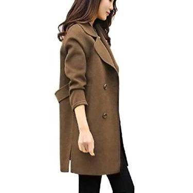 Imagem de Aniywn Casaco cardigã feminino, com capuz e manga comprida, casaco longo, casual, solto, sobretudo, Café, GG