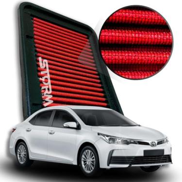 Imagem de Filtro de Ar Esportivo Compatível com Toyota Corolla 1.8 Vvt-i Ano 2008 A 2019 Original Lavável Reutilizável novo sedan Gli Flex Xei Upper Multi-drive sedan Black Pack Se-g