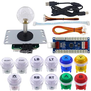 Imagem de SJ@JX Kit de botões DIY Arcade Game Stick com logotipo, joystick de 8 vias, codificador USB, controlador para PC, PS3, PS2, MAME, Raspberry Pi