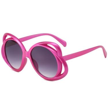 Imagem de Óculos de sol ovais florais, óculos de sol femininos, divertidos, fashion, flor, rave, óculos de festa de luxo, uv400, rosa, cinza, tamanho único