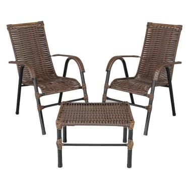 Imagem de Conjunto De Mesa De Centro E 2 Cadeiras Bela Para área Externa Argila