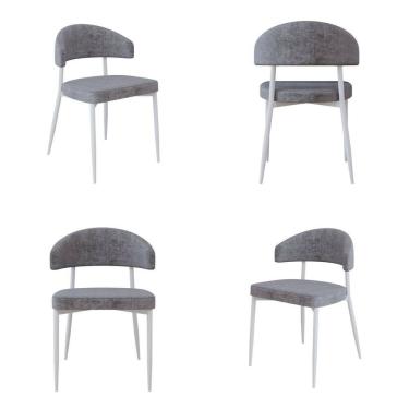 Imagem de Cadeira Bless Fixa com 4 Pés 55 X 52,5 X 77,5 Cm com 4 Unidades Cinza/Branco