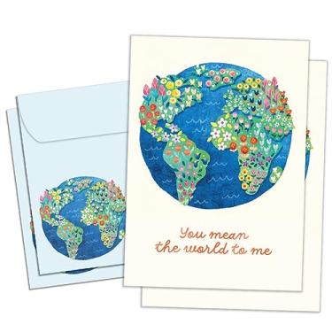 Imagem de Tree-Free Greetings Cartão de felicitações Thinking of You, pacote com 2, ecológicos, feito nos EUA, 100% papel reciclado 12,7 x 17,7 cm You Mean the World (GT65322)