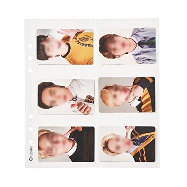 Imagem de hihaba Wide A5 6 bolsos 3,6 x 3 (3,6 x 3) 10 folhas, 9 tipos de mangas de bolso cristalinas, páginas de refil de álbum de fotos para fichário de 6 anéis